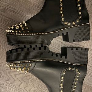 Never worn- black studded booties